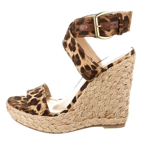 Stuart Weitzman Espadrille Wedge Leopard Print 10